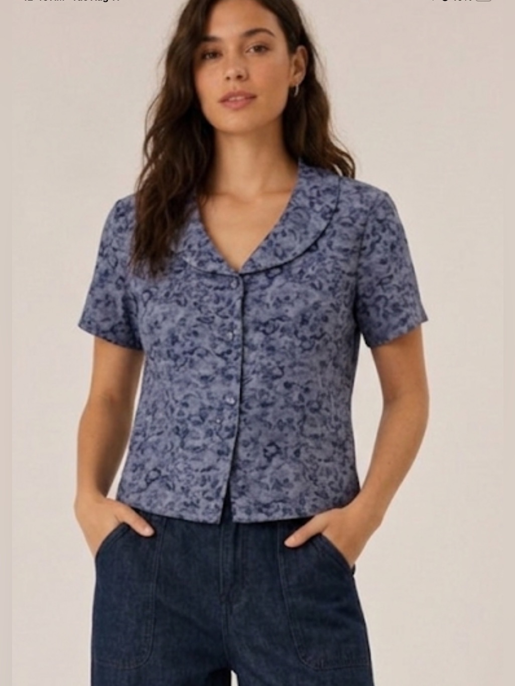 Vintage Blue Floral Peter Pan Collar Blouse | Grandmacore Cottagecore Retro Top
